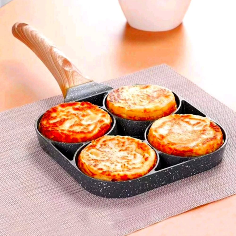 1pc Fry Pan For Egg, Non Stick Ham Pancake Maker, Egg Burger Pan With Wooden Han